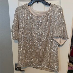 MELLODAY Silver Sequin Blouse